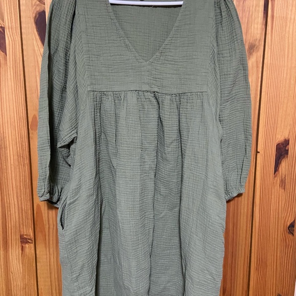 Dresses & Skirts - Tribal Jeans Olive Green V-Neck Dress with pockets